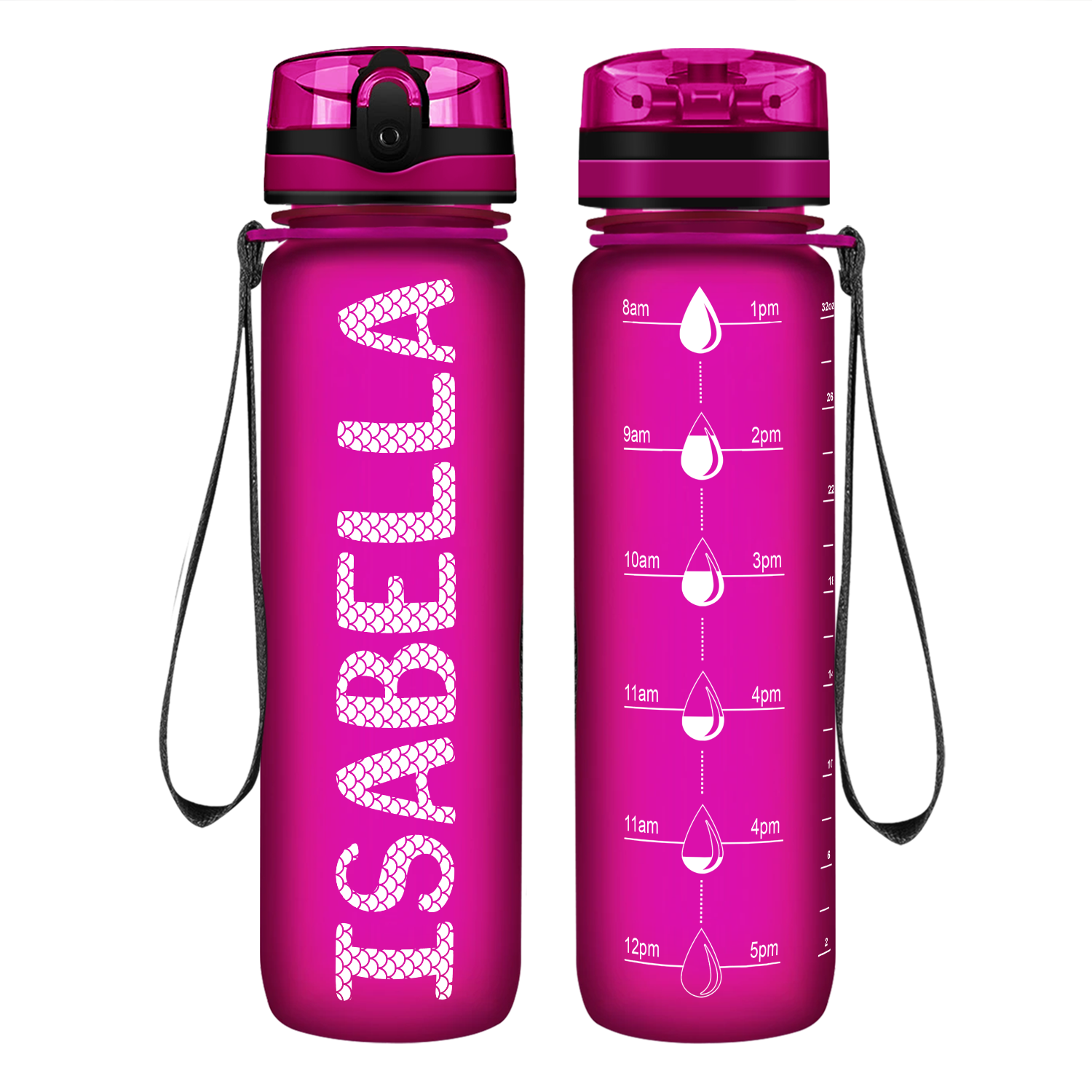 Cuptify Kids Personalized on Fuchsia Frosted Motivational Tracking Water Bottle