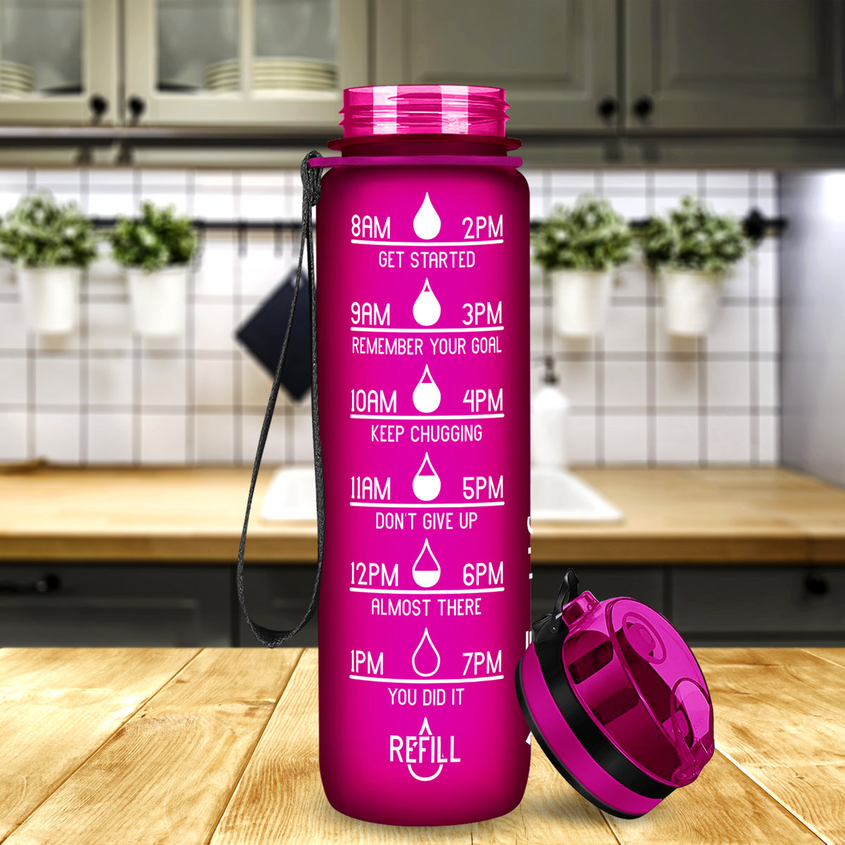 Cuptify Fuchsia Frosted 32 oz Motivational Water Bottle