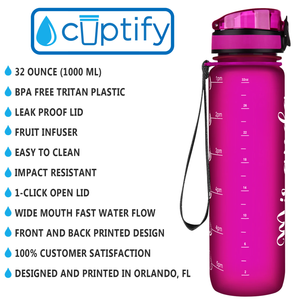 Personalized Fuchsia Frosted 32 oz Water Bottle