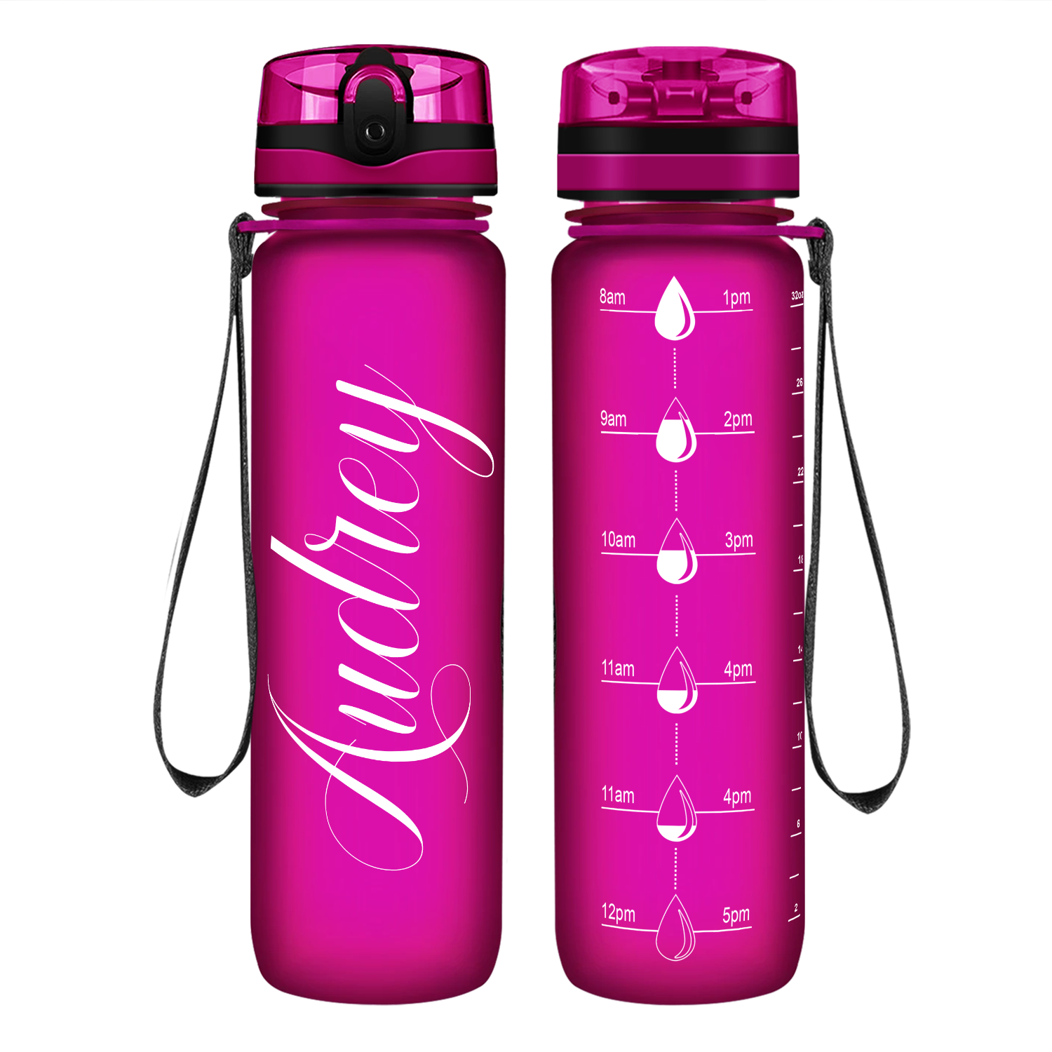 Cuptify Personalized Fuchsia Frosted Water Bottle