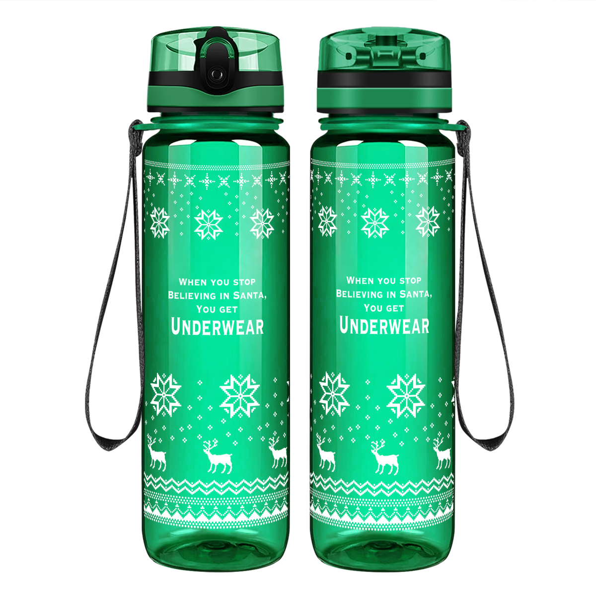 When You Stop Believing in Santa on 32 oz Motivational Tracking Christmas Water Bottle