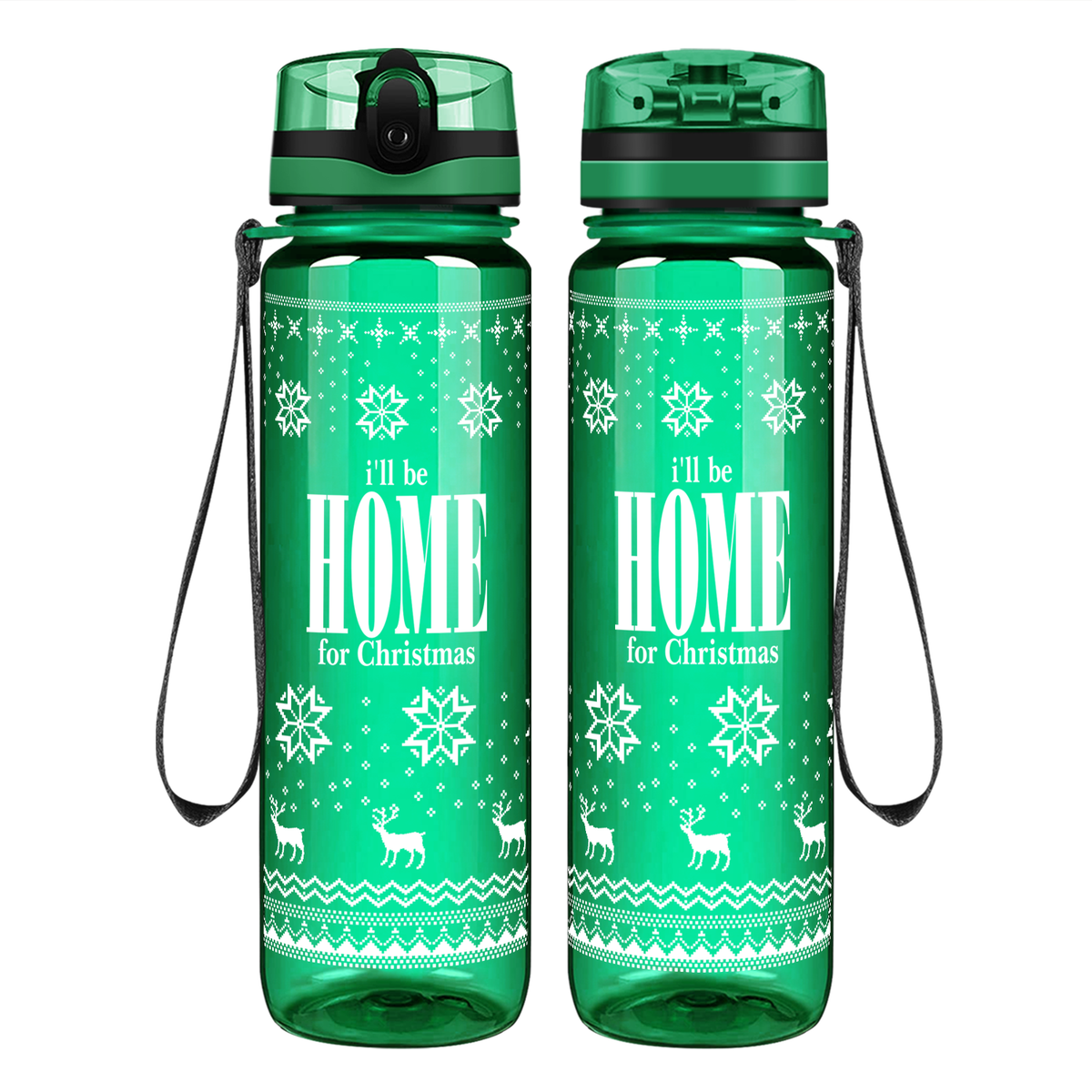 I'll be home for Christmas on 32 oz Motivational Tracking Holiday Water Bottle
