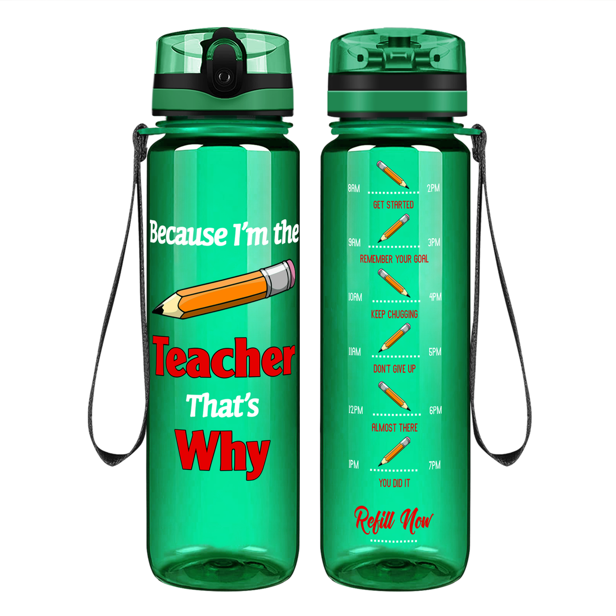 Because Im The Teacher on 32 oz Motivational Tracking Water Bottle
