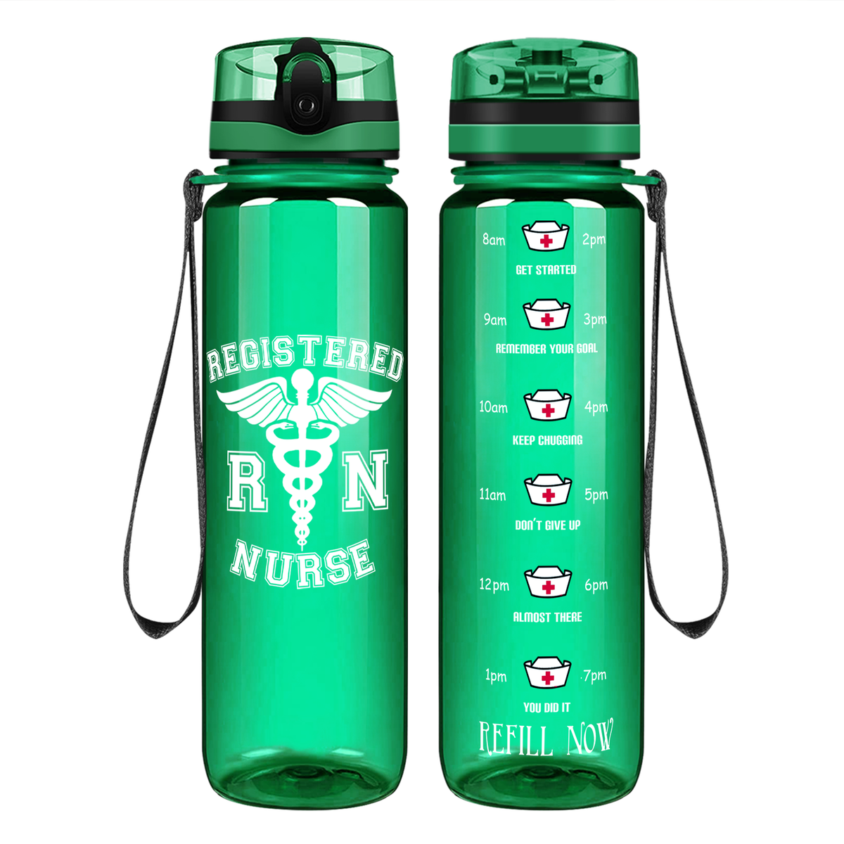 RN Nurse on 32oz Motivational Tracking Water Bottle