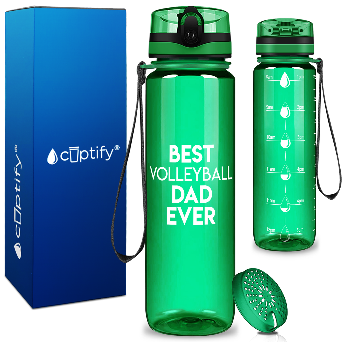Best Volleyball Dad Ever on 32 oz Motivational Tracking Water Bottle