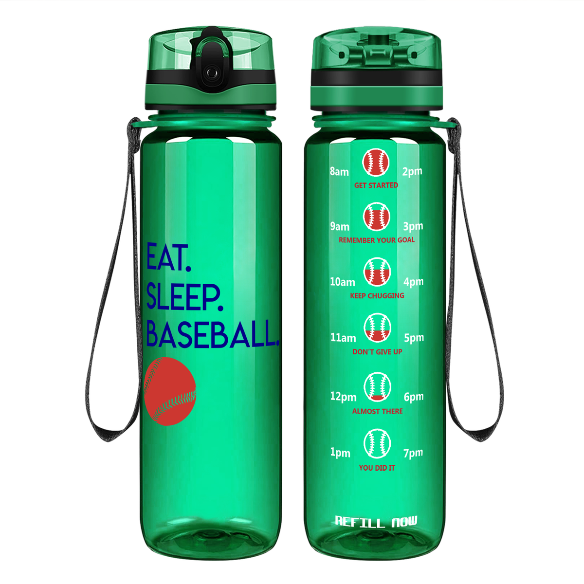 Eat Sleep Baseball on 32 oz Motivational Tracking Water Bottle