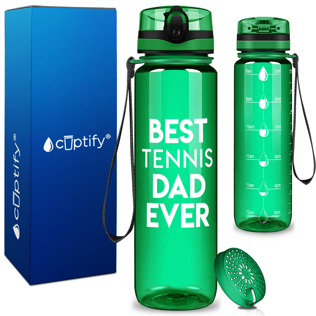 Best Tennis Dad Ever on 32 oz Motivational Tracking Water Bottle