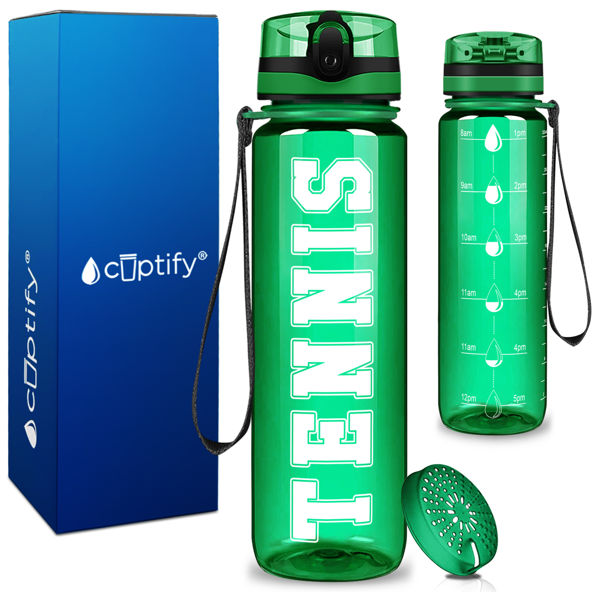 Tennis on 32 oz Motivational Tracking Water Bottle