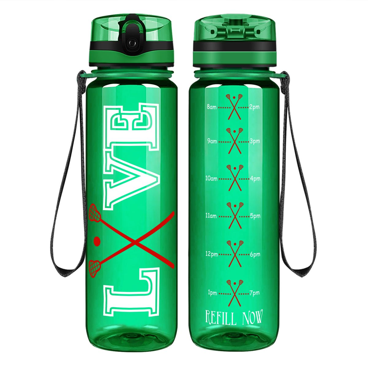 Lacrosse Love on 32 oz Motivational Tracking Water Bottle