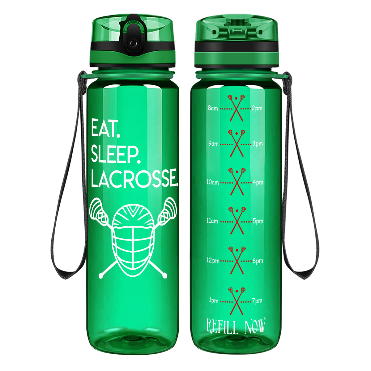 Eat Sleep Lacrosse on 32 oz Motivational Tracking Water Bottle