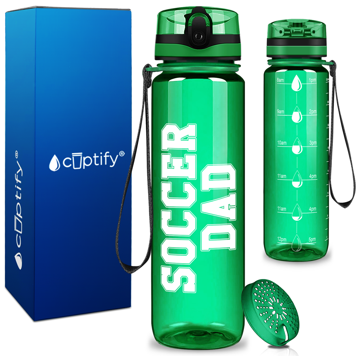 Soccer Dad on 32 oz Motivational Tracking Water Bottle