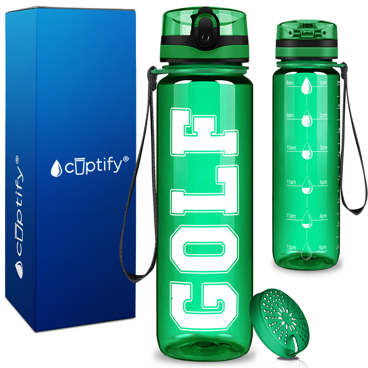 Golf on 32 oz Motivational Tracking Water Bottle