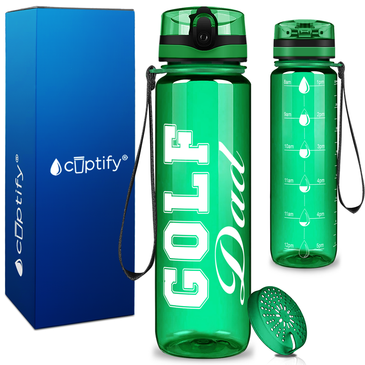 Golf Dad on 32 oz Motivational Tracking Water Bottle