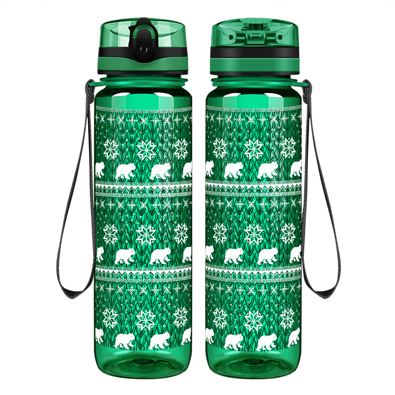 Snowflakes and Polar Bears Motivational Tracking Water Bottle