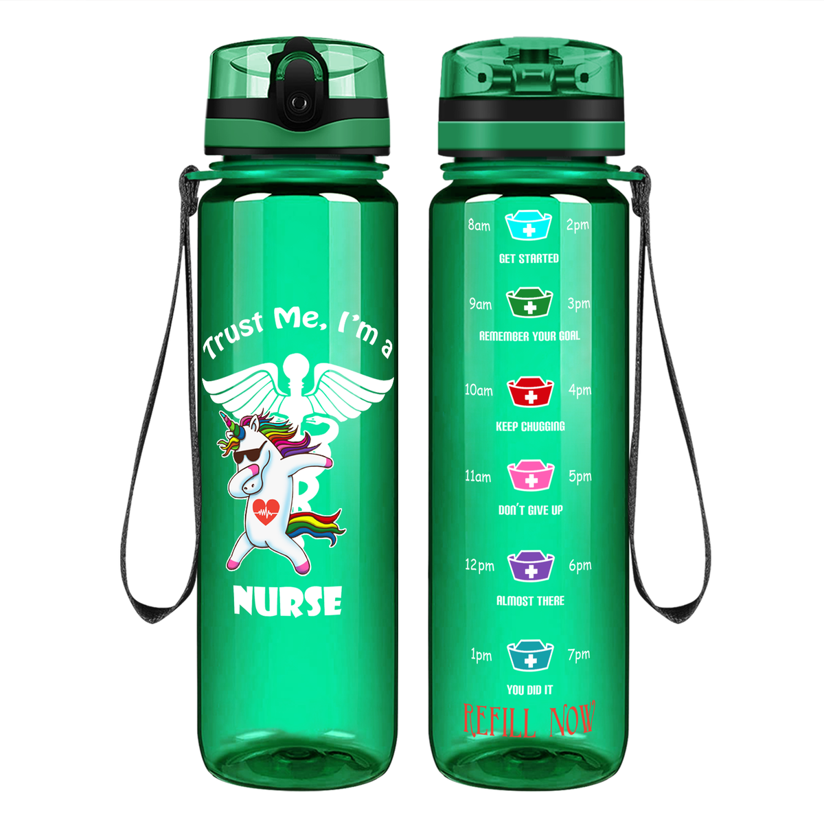 Trust Me I'm A Nurse Awesome Unicorn on 32oz Motivational Tracking Water Bottle