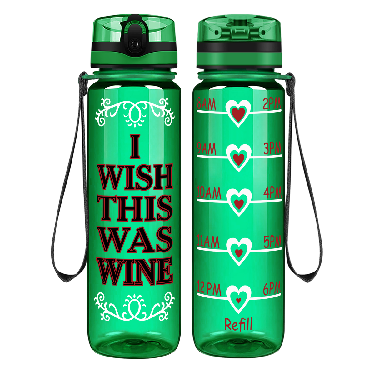 Wish This Was Wine on 32 oz Motivational Tracking Water Bottle