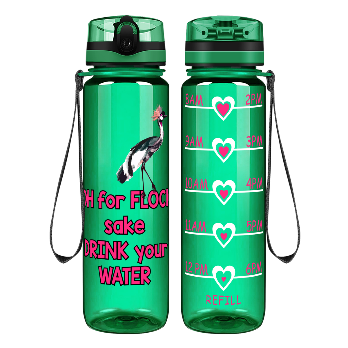 Flock Drink Your Water on 32 oz Motivational Tracking Water Bottle