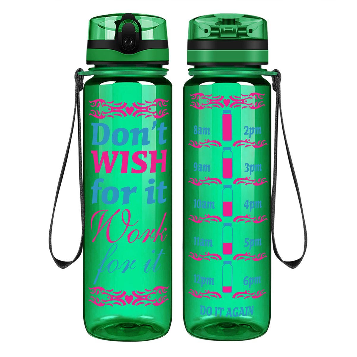 Work For It on 32 oz Motivational Tracking Water Bottle