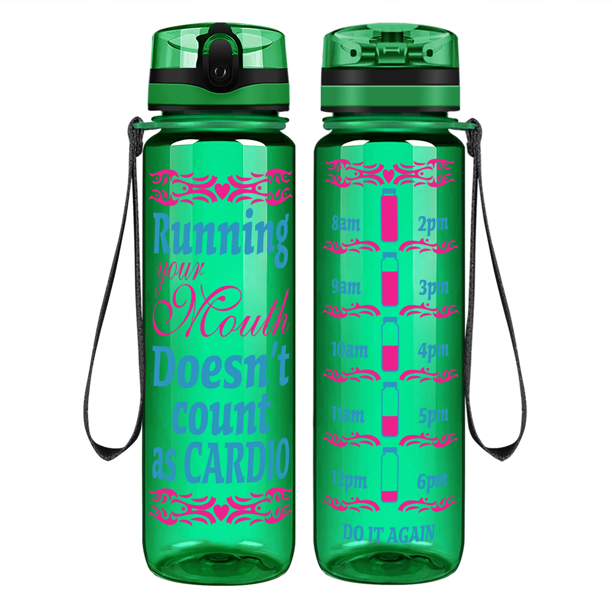 Running Your Mouth on 32 oz Motivational Tracking Water Bottle