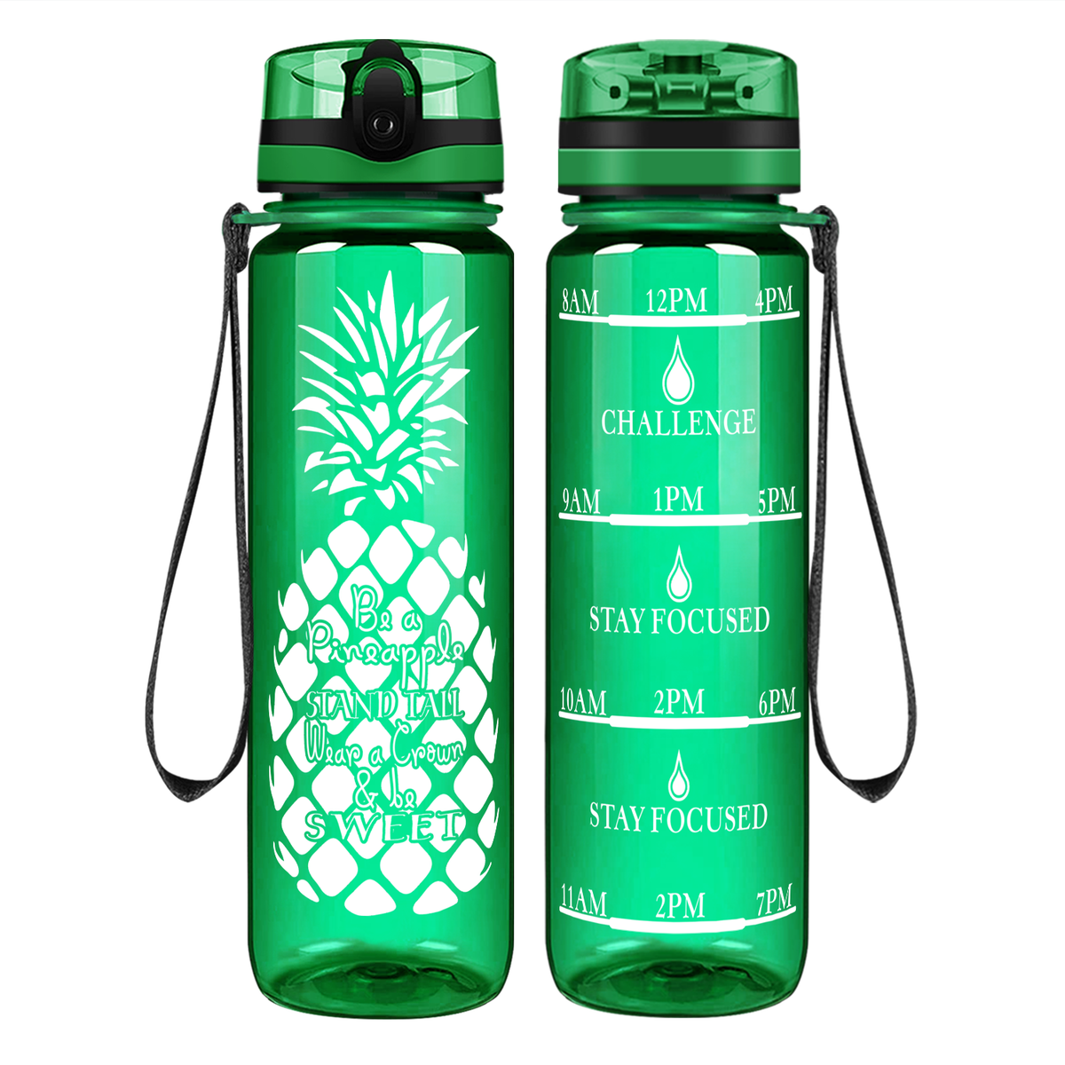 Pineapple Stand Tall on 32 oz Motivational Tracking Water Bottle