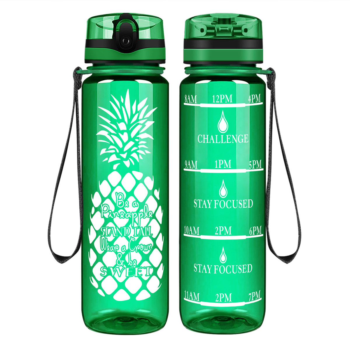 Pineapple Stand Tall Water Bottle Green Gloss