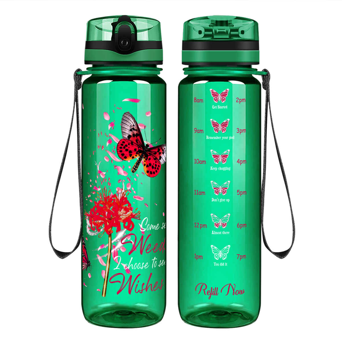 I Choose to See Wishes on 32 oz Motivational Tracking Water Bottle
