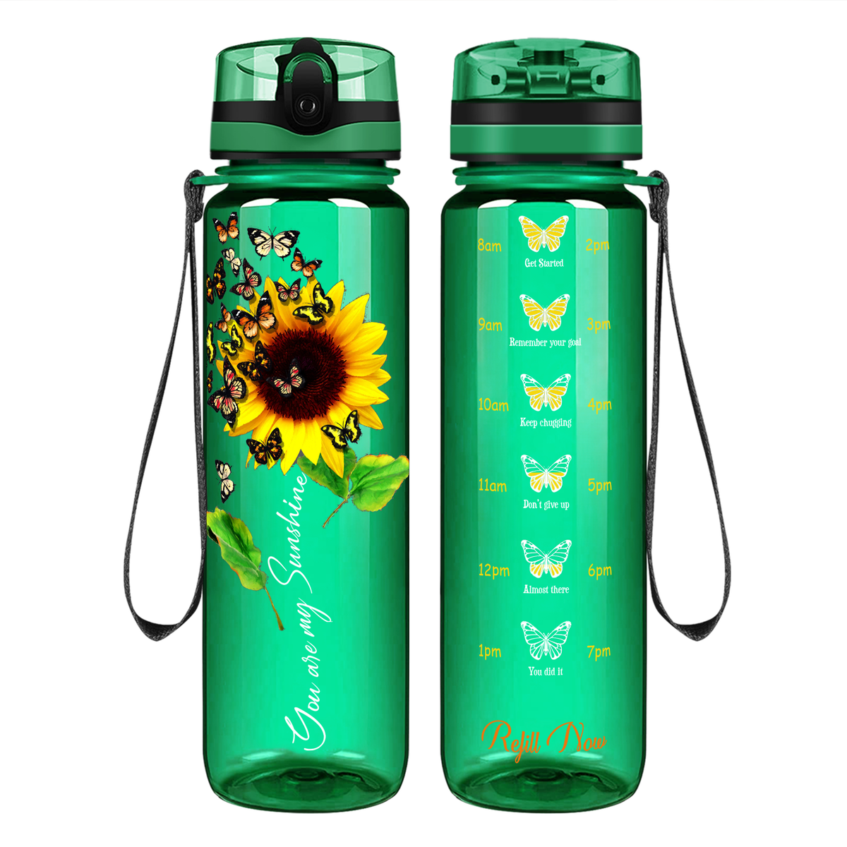 My Butterfly Sunshine Sunflower on 32 oz Motivational Tracking Water Bottle