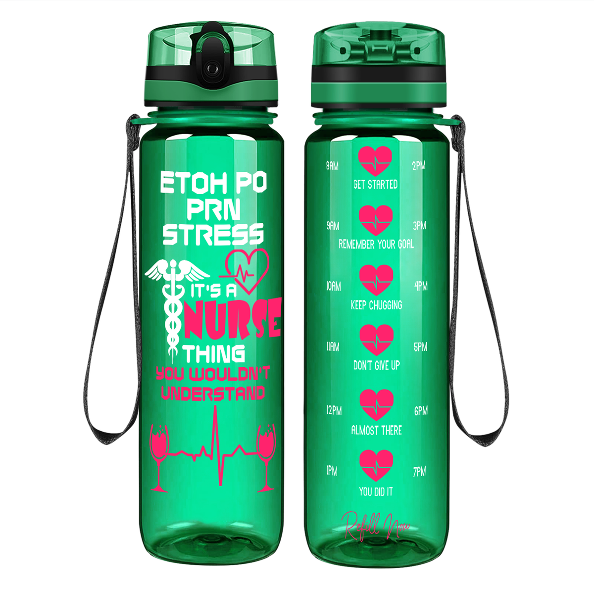 ETOH PO PRN Stress It’s a Nurse Thing on 32oz Motivational Tracking Water Bottle