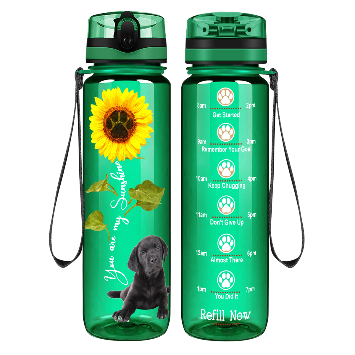 Labrador Puppy You are my SunShine on 32 oz Motivational Tracking Water Bottle