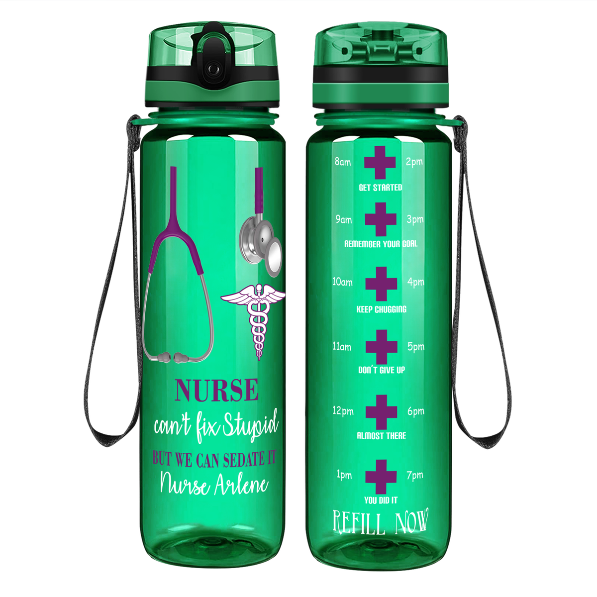 Personalized Can't Fix Stupid on 32oz Tracking Nurse Water Bottle