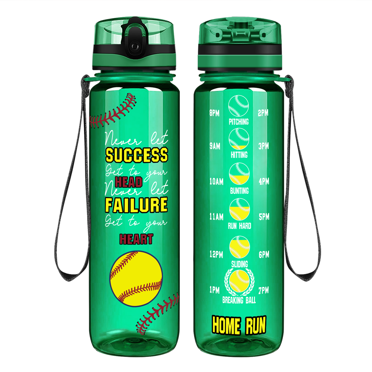 Never Let Success Get to Your Head on 32 oz Motivational Tracking Water Bottle