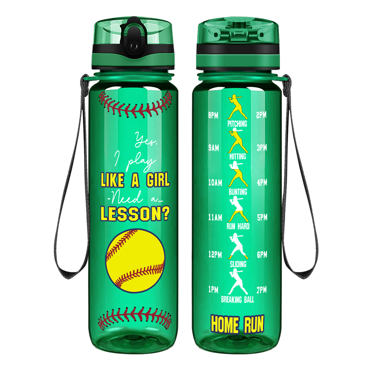 Yes, I Play Like a Girl on 32 oz Motivational Tracking Water Bottle