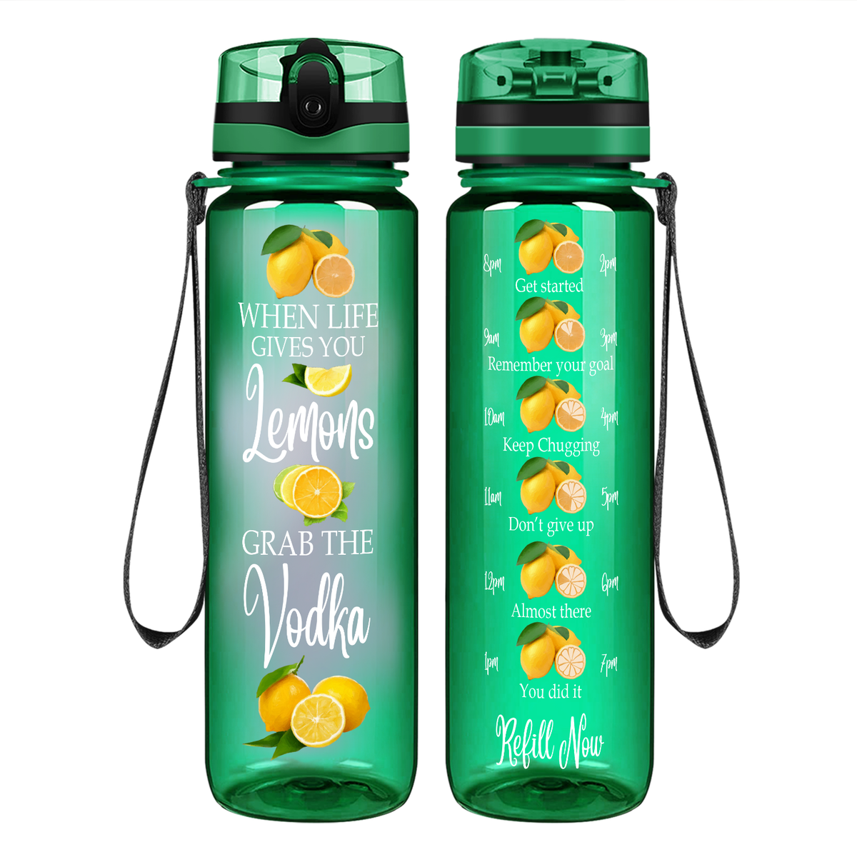 When Life Gives You Lemons on 32 oz Motivational Tracking Water Bottle