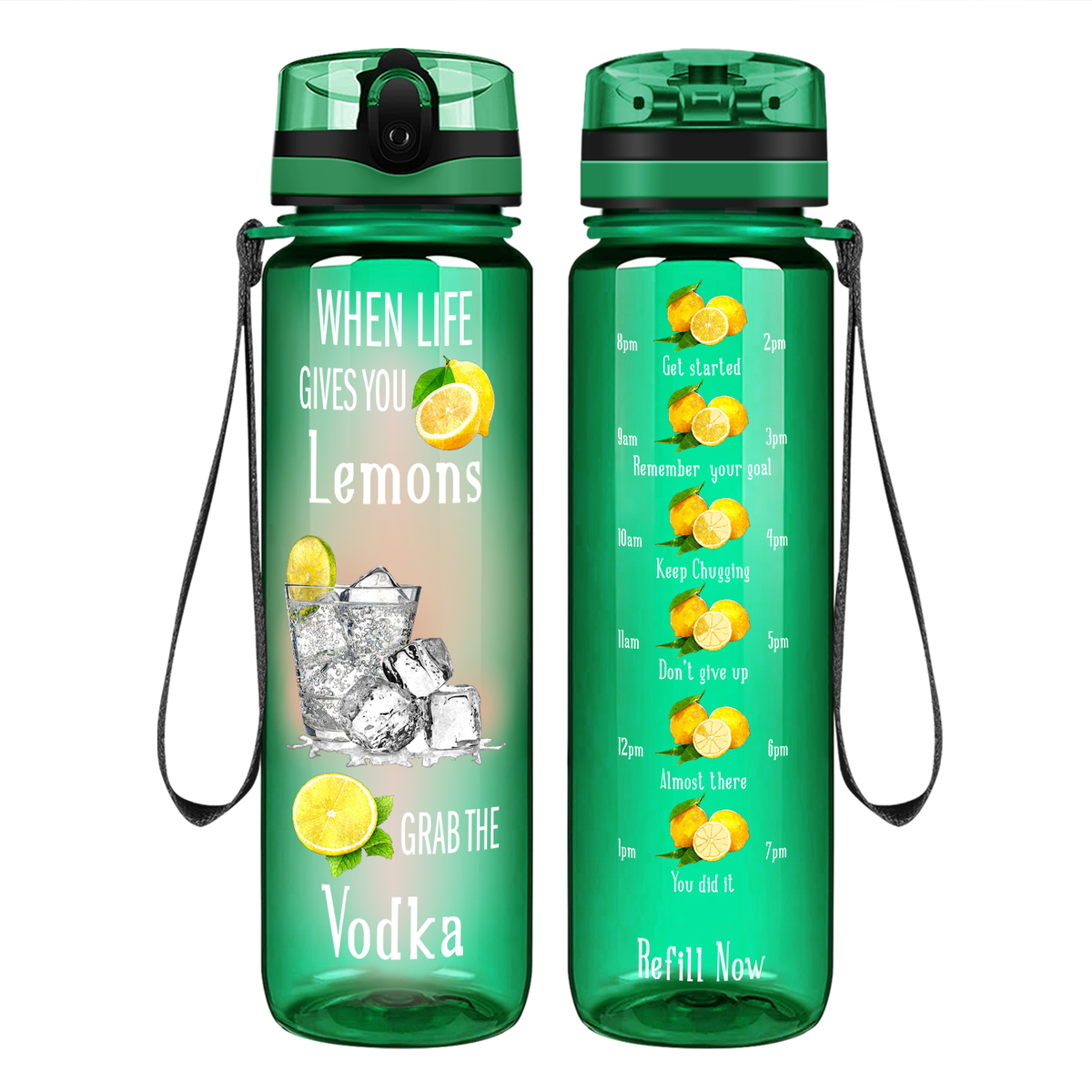 Grab the Vodka on 32 oz Motivational Tracking Water Bottle