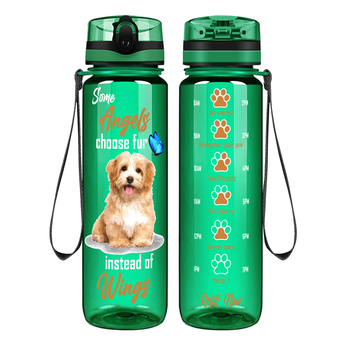 Some Angels Choose Fur Instead of Wings Golden Retriever on 32 oz Motivational Tracking Water Bottle