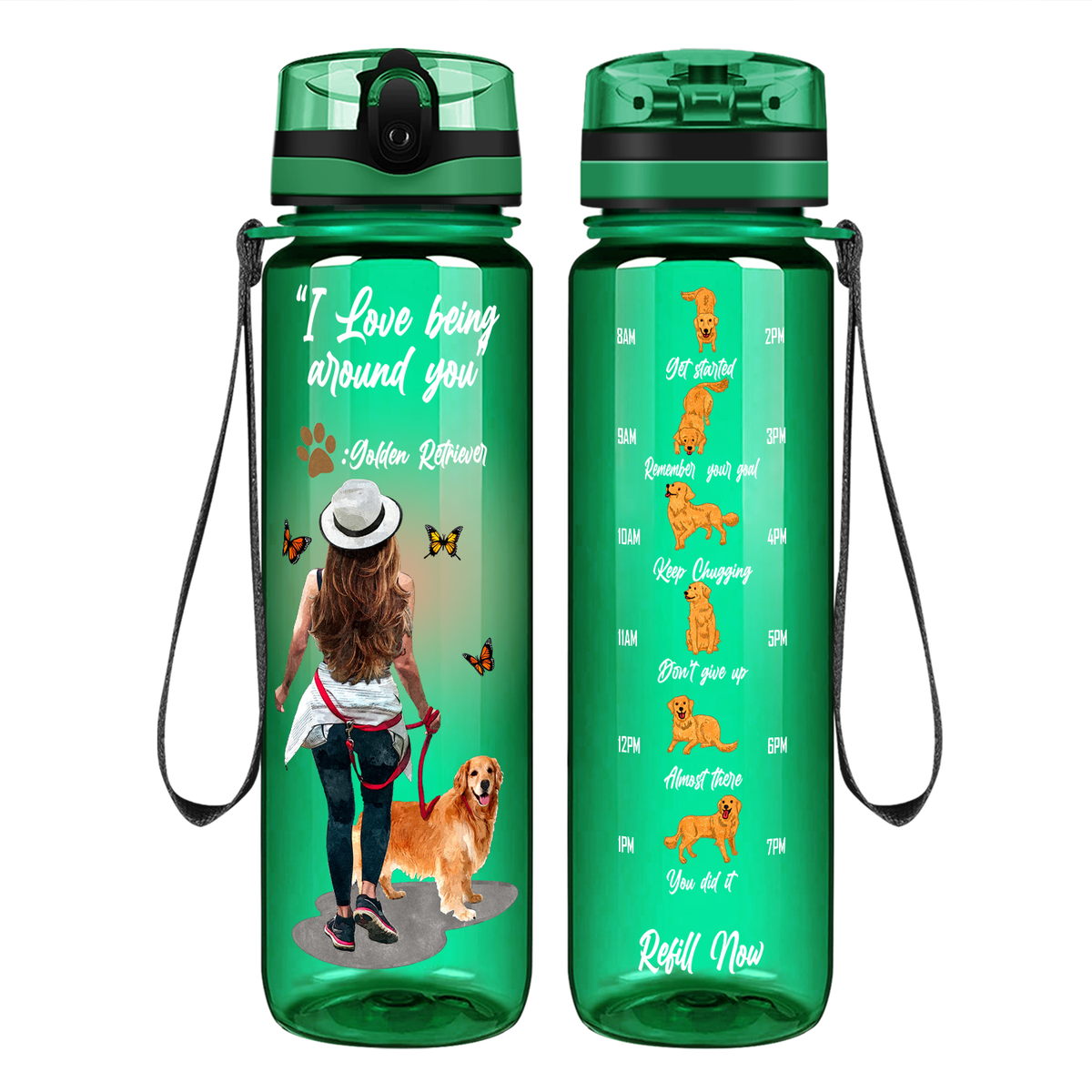 I love Being Around You Golden Retriever on 32 oz Motivational Tracking Water Bottle