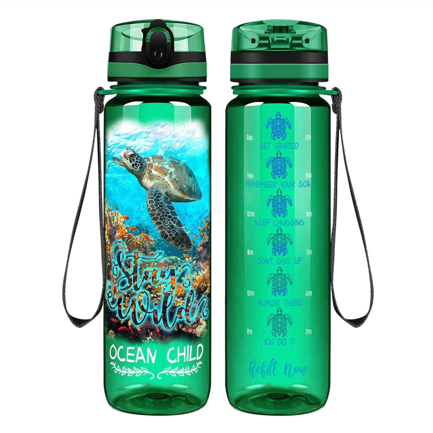 Stay Wild Ocean Child on 32 oz Motivational Tracking Water Bottle