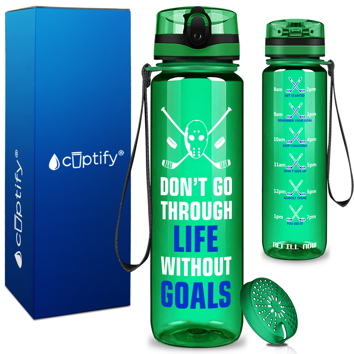 Personalized Dont Go Through Life on 32 oz Motivational Tracking Water Bottle