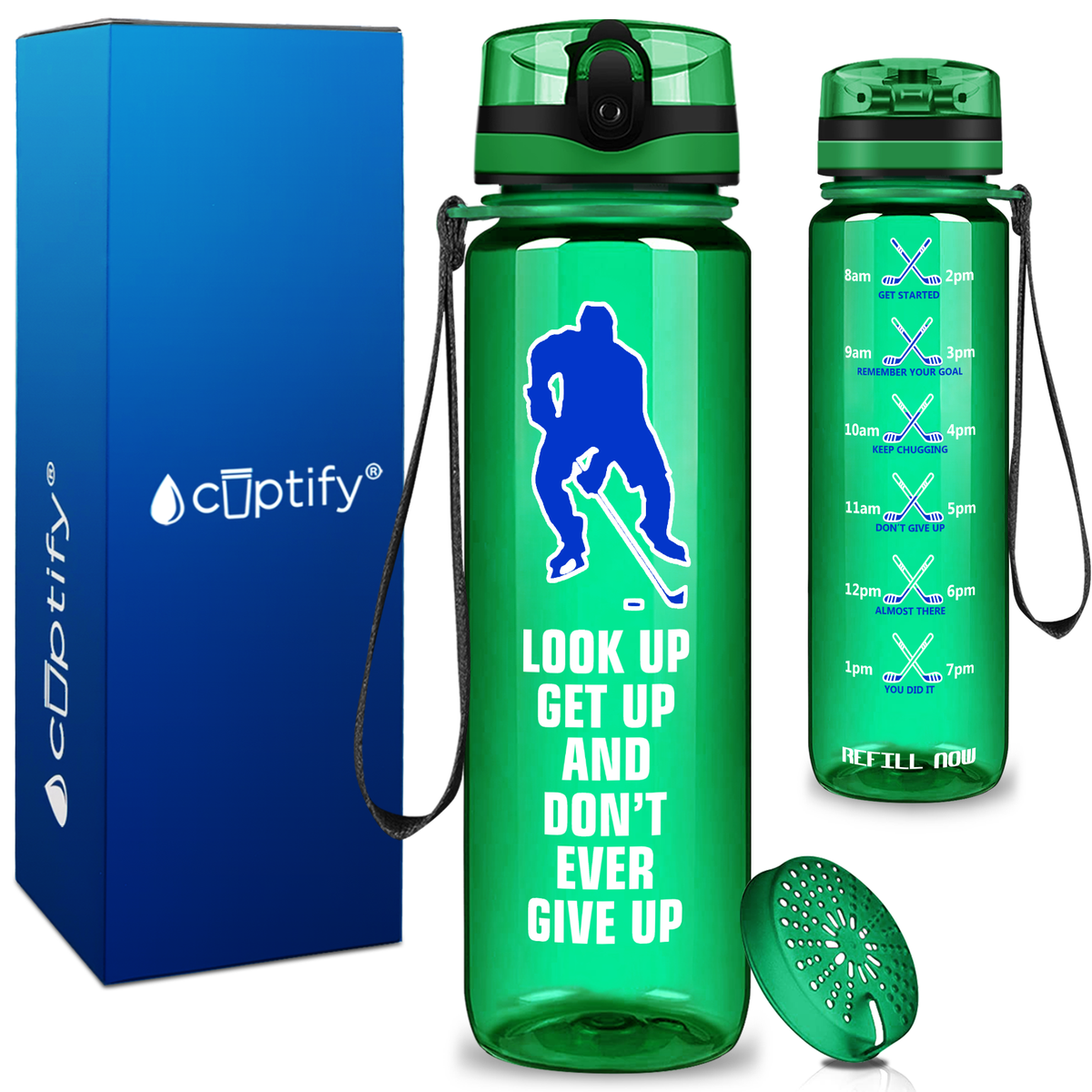 Personalized Look up Get Up on 32 oz Motivational Tracking Water Bottle