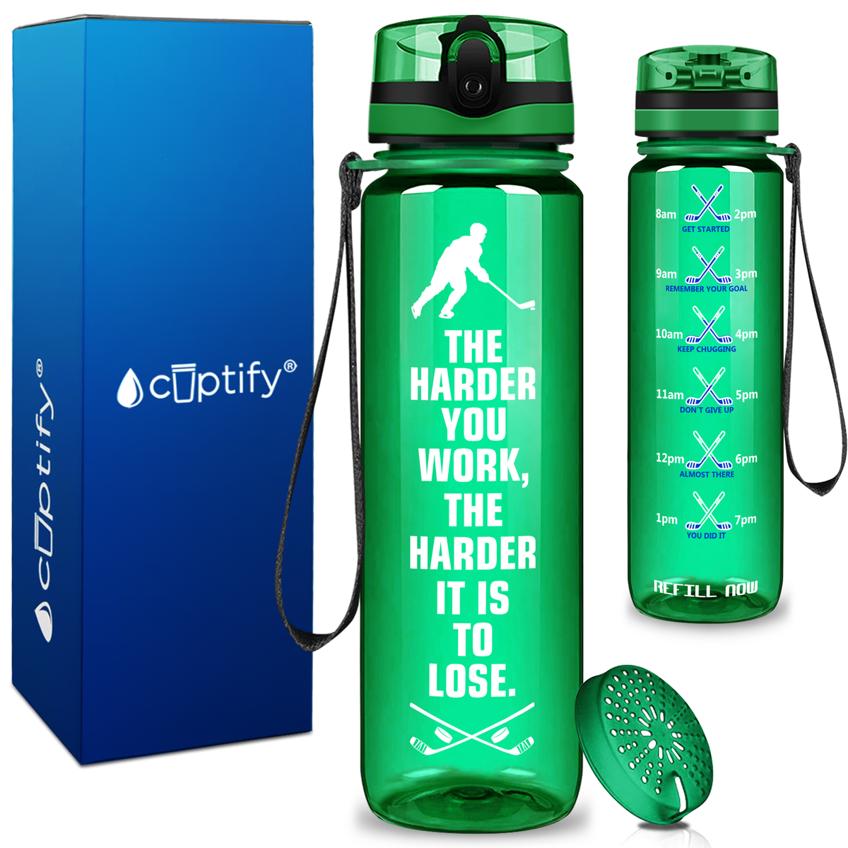 Personalized The Harder You Work on 32 oz Motivational Tracking Water Bottle