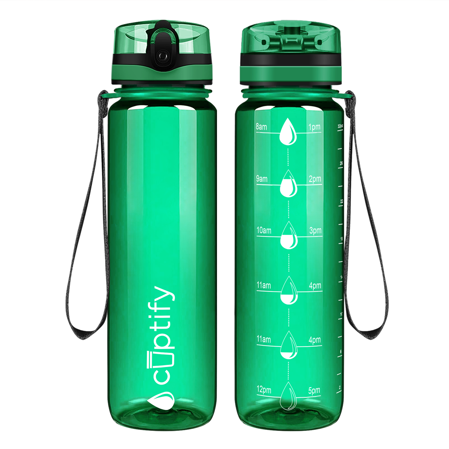 Cuptify Green Gloss Hydration Tracker Water Bottle