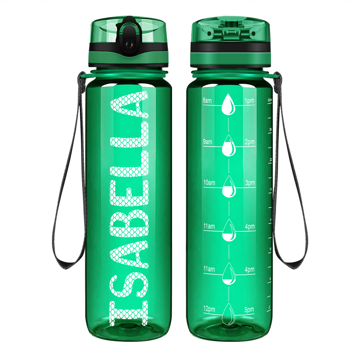 Cuptify Kids Personalized on Green Motivational Tracking Water Bottle