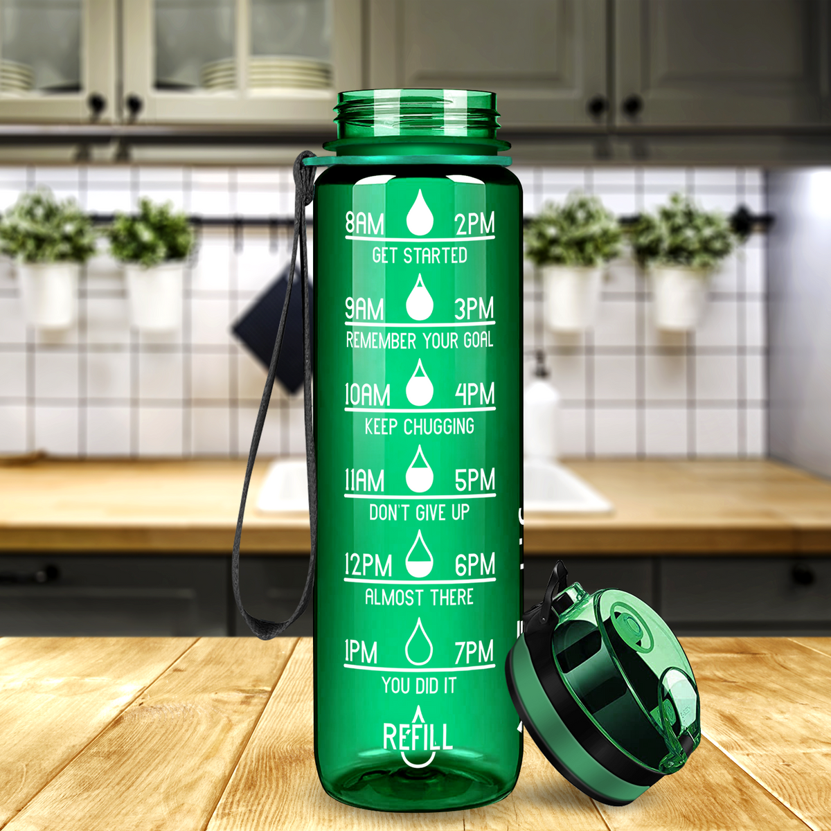 Cuptify Green Gloss 32 oz Motivational Water Bottle