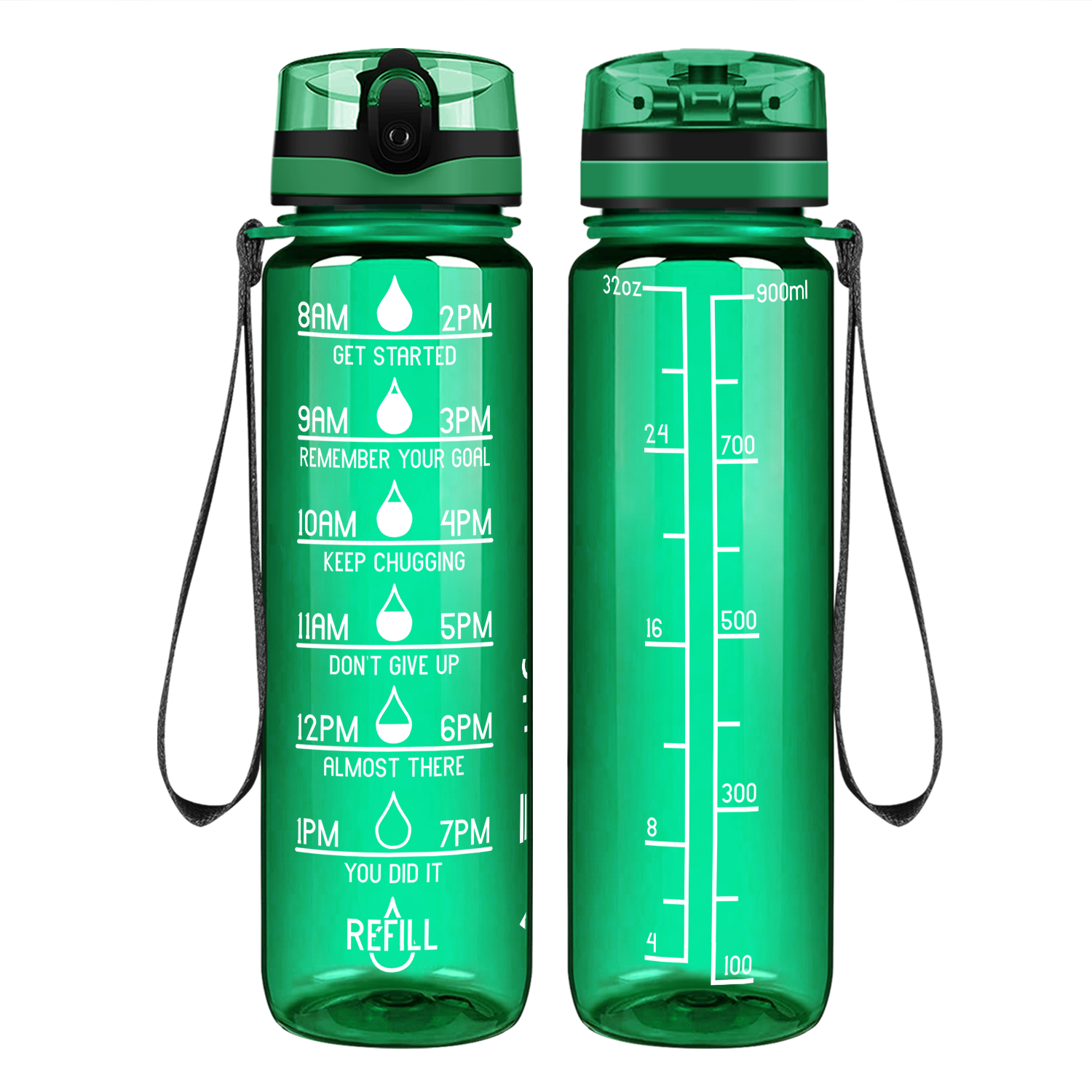 Cuptify Green Gloss Motivational Water Bottle