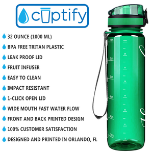 Cuptify Personalized Green Gloss 32 oz Water Bottle