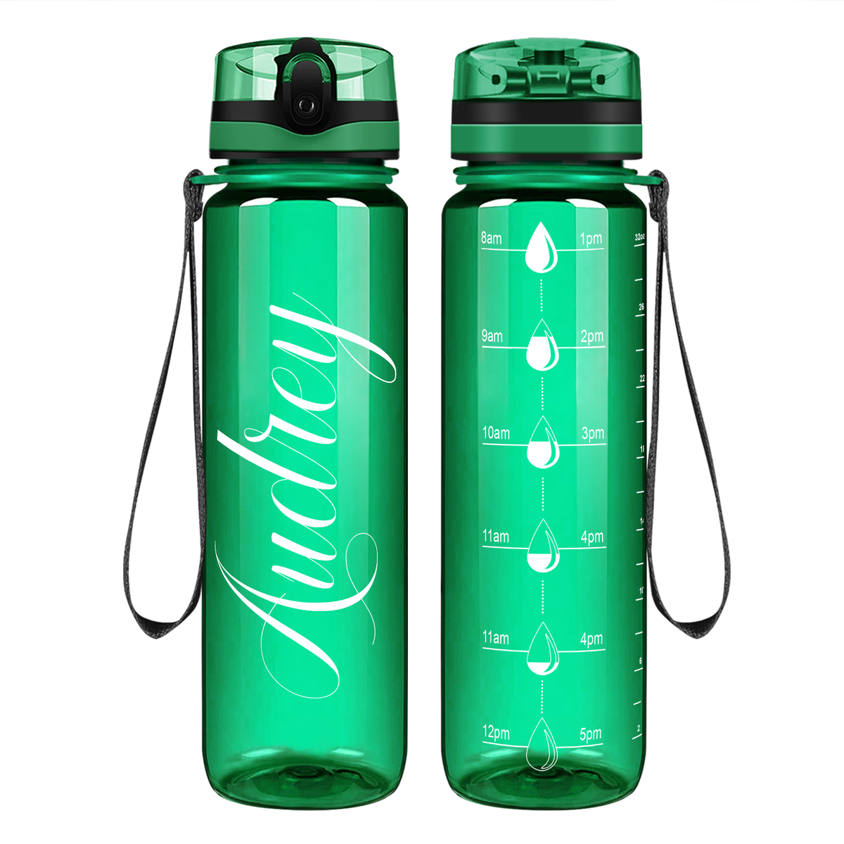personalized green water bottle