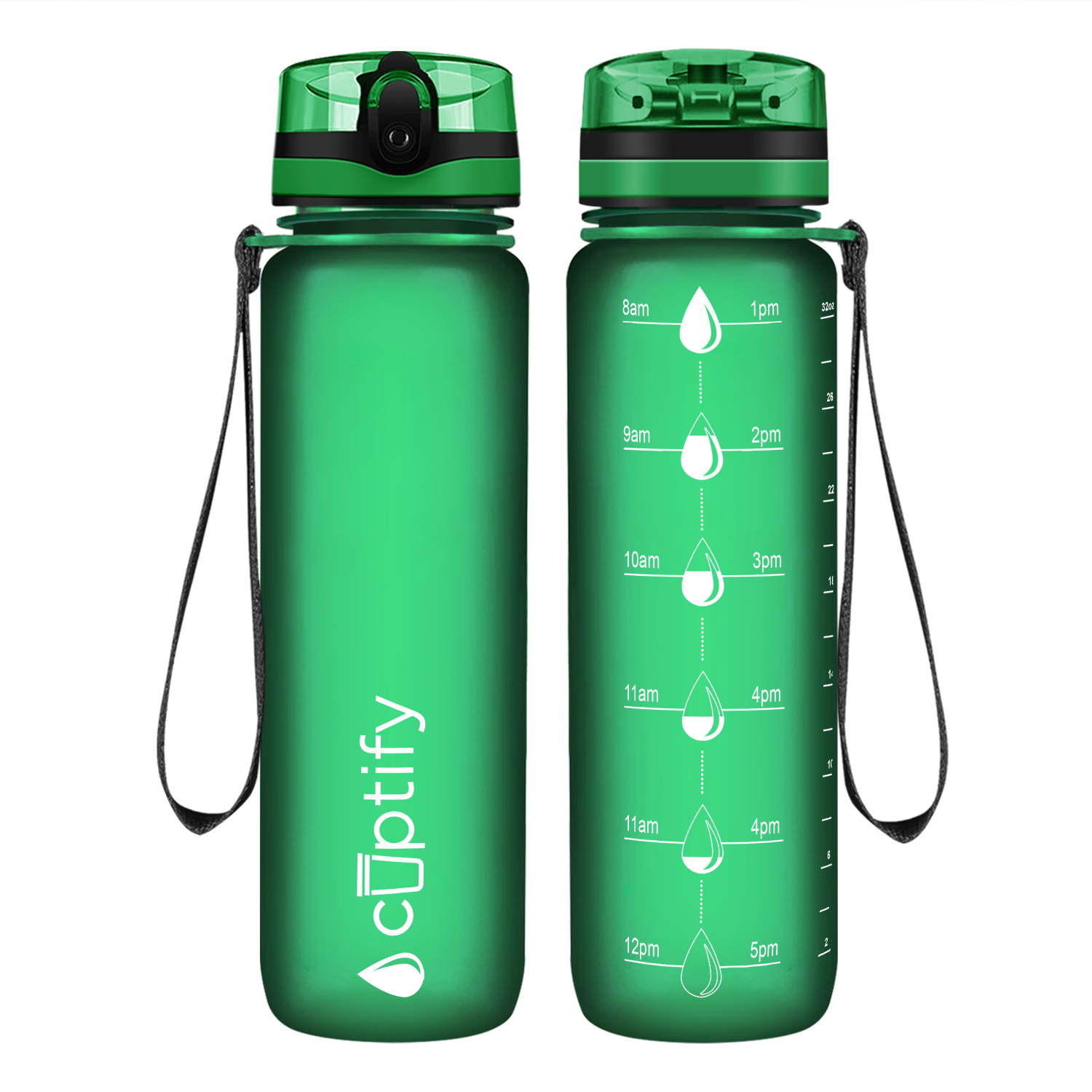 Cuptify Green Frosted Hydration Tracker Water Bottle