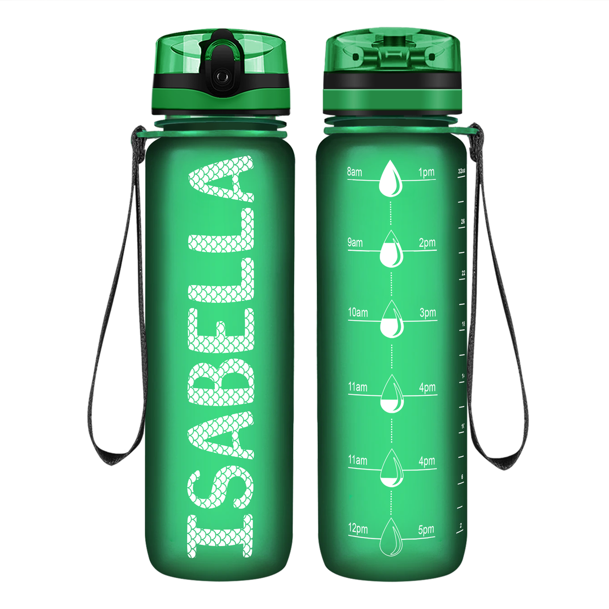 Cuptify Kids Personalized on Green Frosted Motivational Tracking Water Bottle