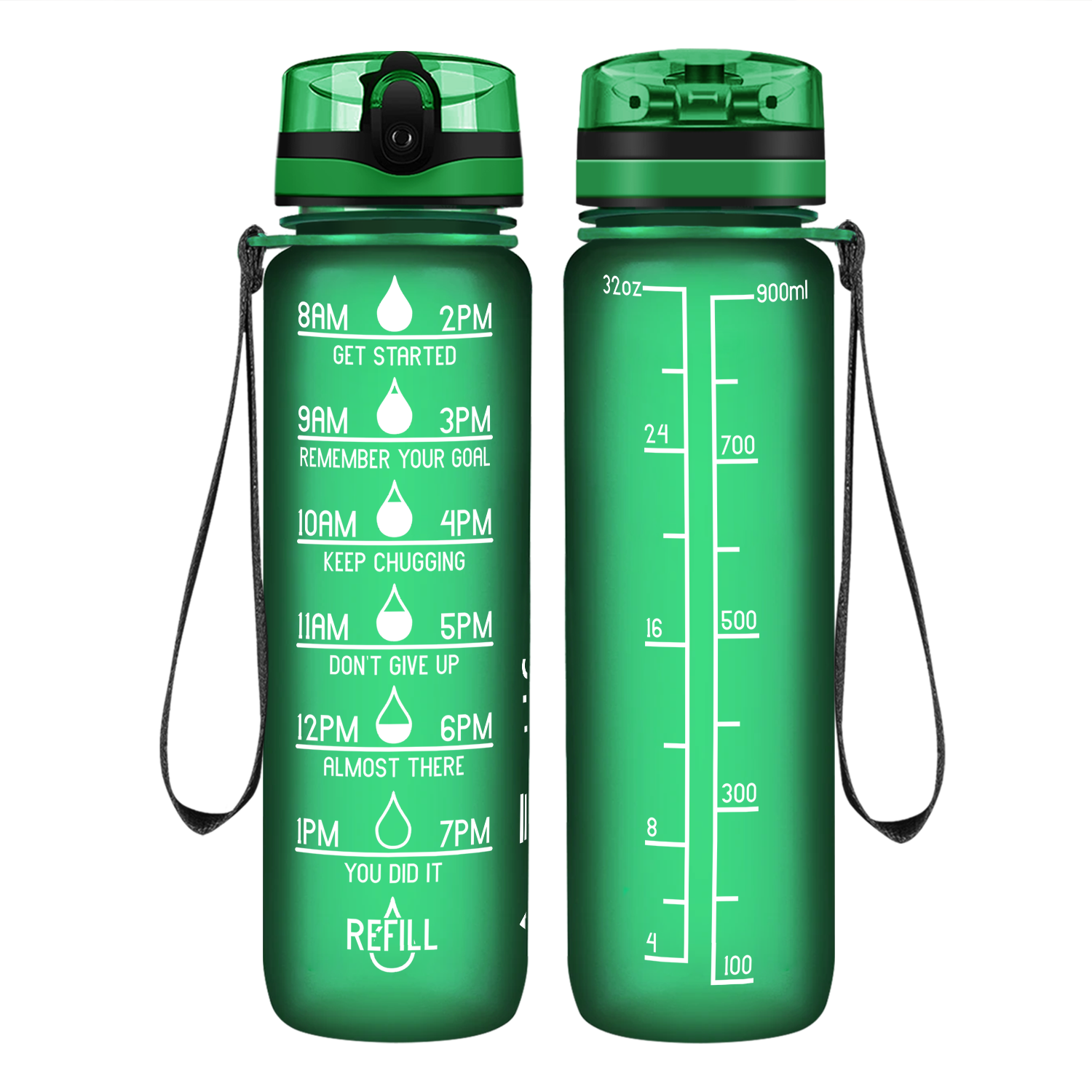 Cuptify Green Frosted Motivational Water Bottle