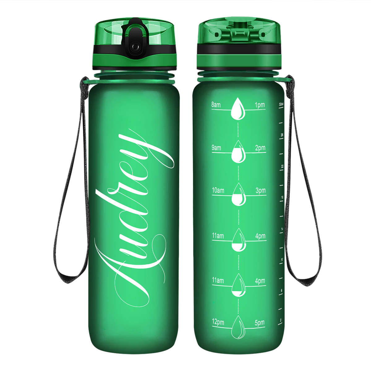 Cuptify Personalized on Green Frosted Motivational Tracking Water Bottle